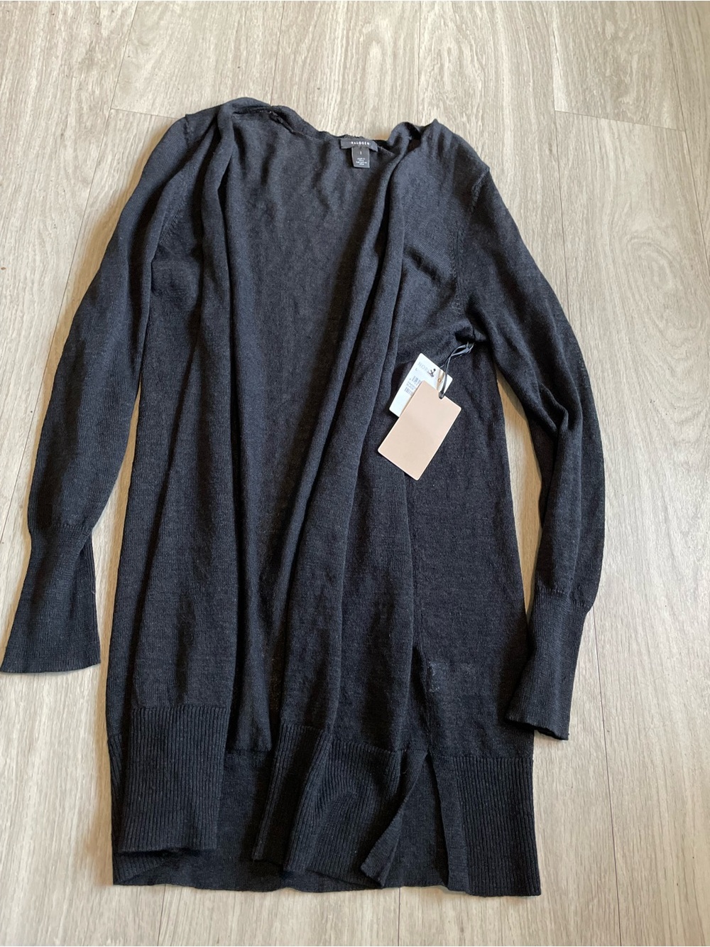 Halogen Black Open-Front Long Sleeve Cardigan